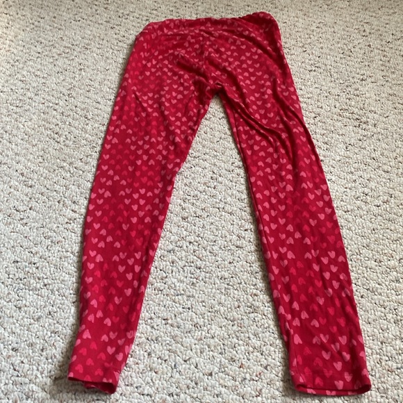 LuLaRoe Leggings Womens OS Red Pink Heart Pattern Valentine’s Day love like new - Picture 9 of 10